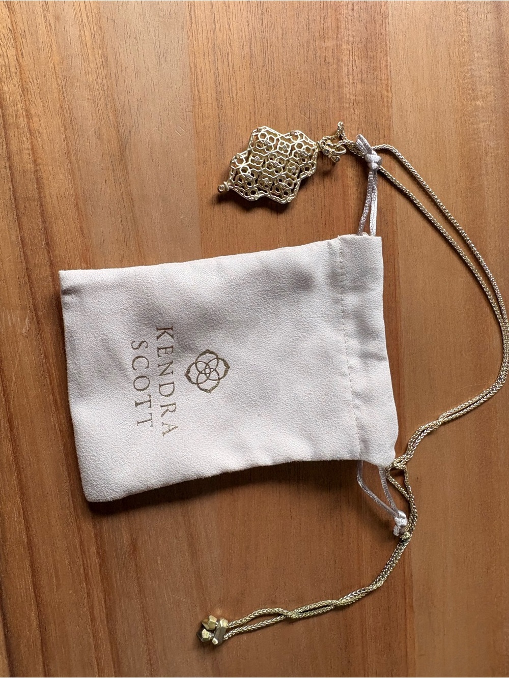Kendra Scott Gold Filigree Pendant Necklace with Pouch